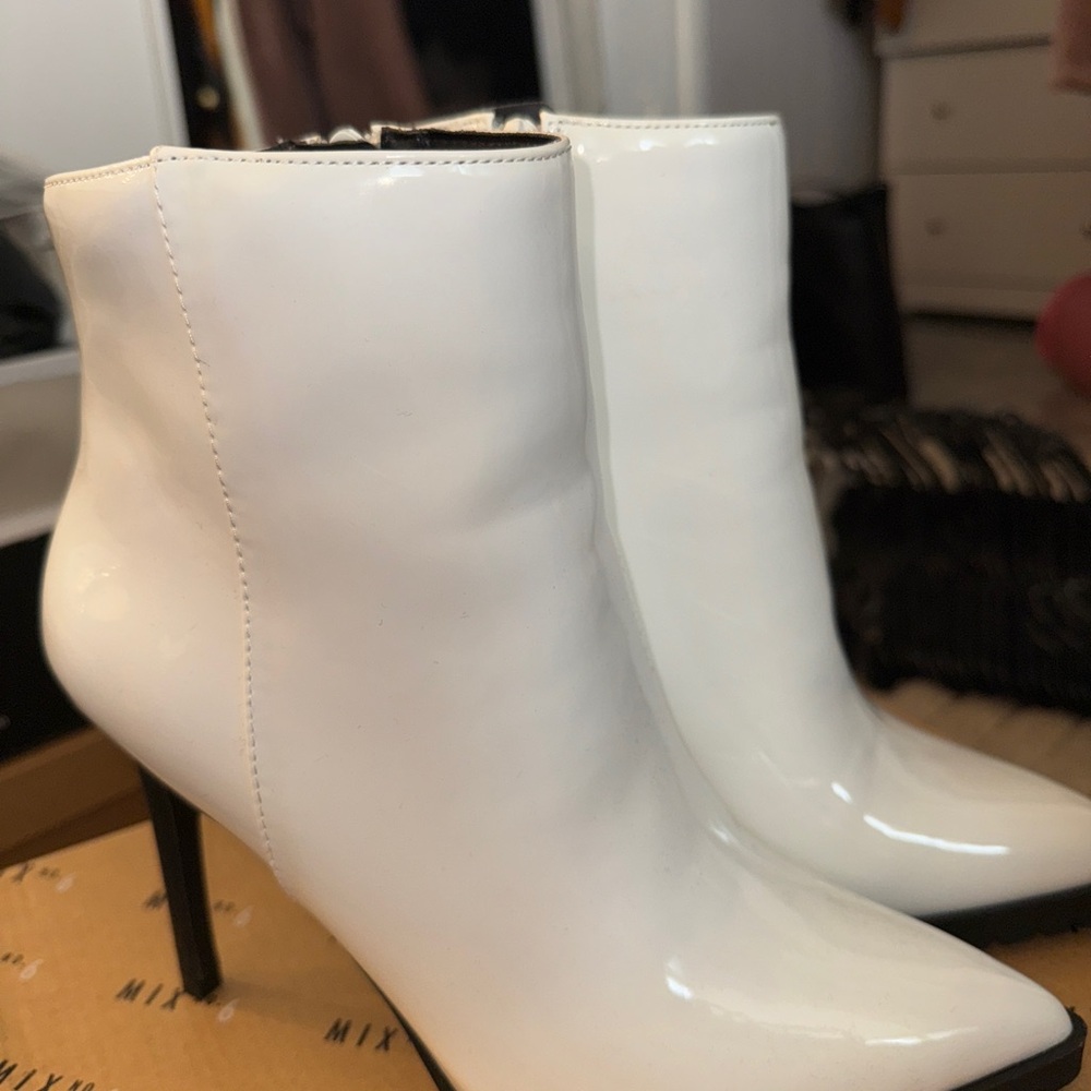Mix No. 6 Glossy White Ankle Booties